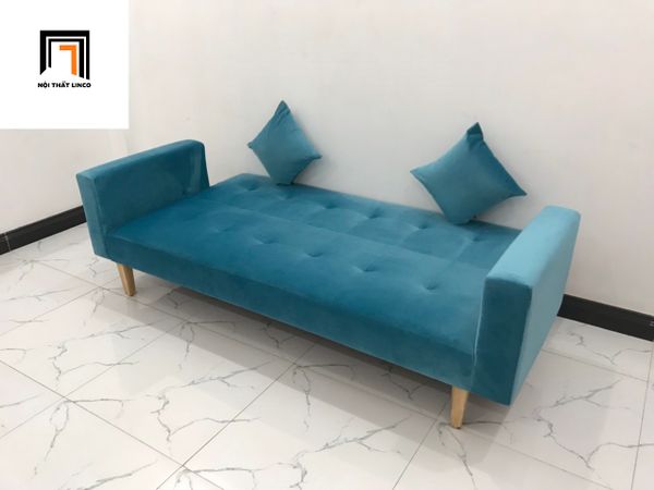 bộ ghế sofa giường thông minh, ghế sofa bed đa năng gấp gọn, sofa giường thư giãn màu xanh dương vải nhung