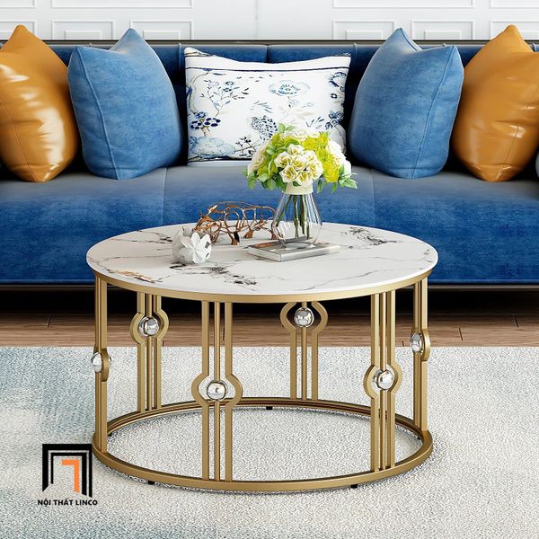 bàn sofa mặt đá 60 tròn giá rẻ, bàn sofa khung chân sắt đẹp