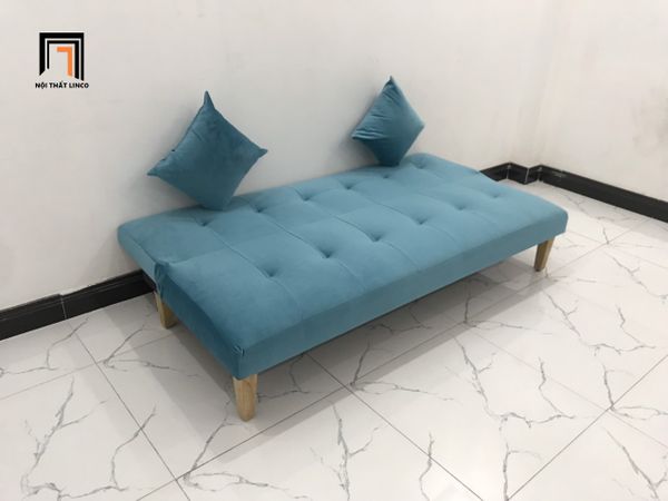 sofa giường, sofa bed, ghế sofa giường nằm, sofa giường dài 1m72, sofa giường vải nhung màu xanh dương