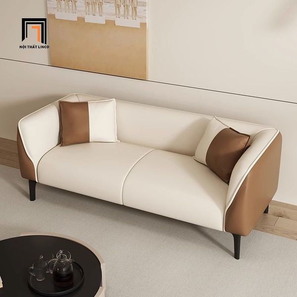 bộ ghế sofa phòng khách da giả, set ghế sofa văn phòng hiện đại phối màu trẻ trung