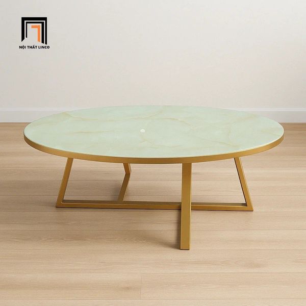 bàn trà phòng khách hình oval mặt kính giả đá, bàn sofa 1m x 50 giá rẻ khung chân sắt