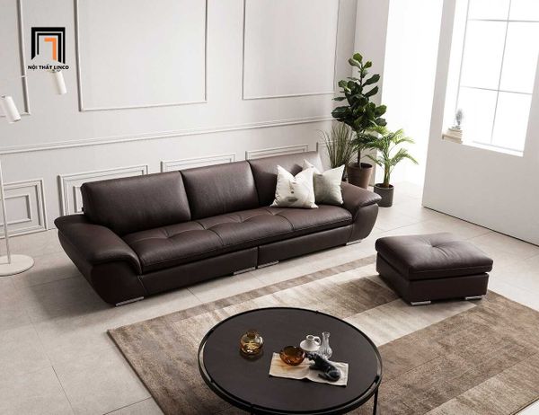 sofa, ghế sofa, sofa băng 2m5, bộ ghế sofa da màu nâu đậm, set ghế sofa phòng khách hiện đại, sofa cao cấp