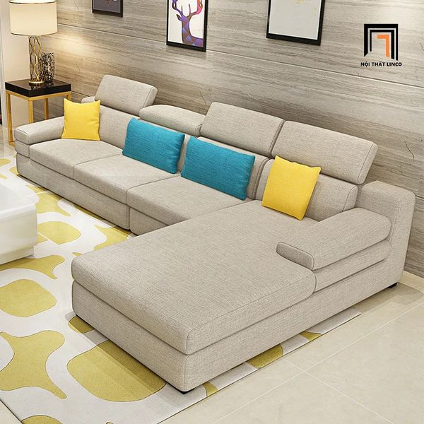 ghế sofa góc, sofa góc chữ l 3m2 x 1m8, bộ ghế sofa phòng khách gia đình diện tích lớn, sofa góc nỉ