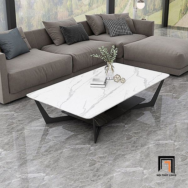 bàn sofa phòng khách mặt đá 2 tầng, bàn sofa cao cấp hiện đại mặt đá