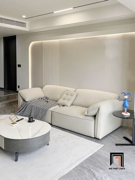 sofa băng, sofa văng, ghế sofa băng dài 2m4 da giả màu xám trắng, sofa băng cao cấp cho gia đình