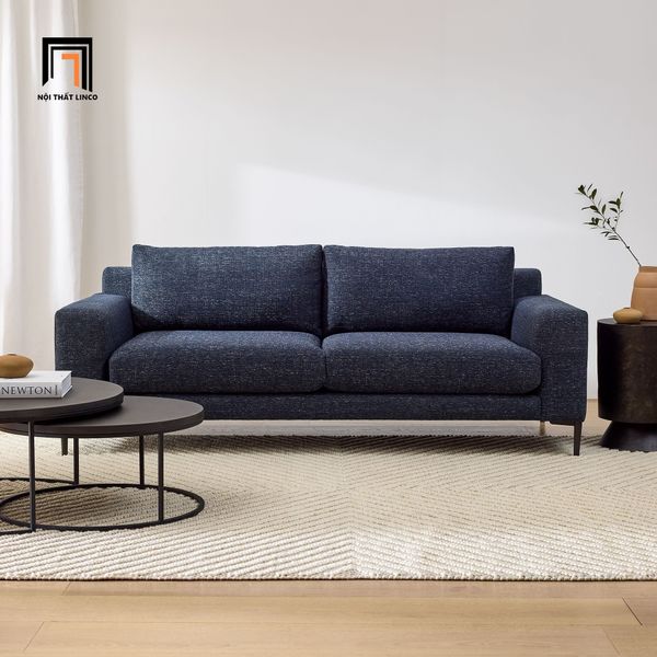 ghế sofa băng dài 2m màu xanh đậm vải nỉ bố, ghế sofa văng sang trọng, sofa băng phòng khách gia đình