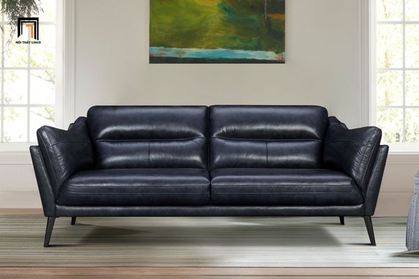 ghế sofa băng dài 2m sang trọng, sofa văng màu xanh đậm da Pu cao cấp