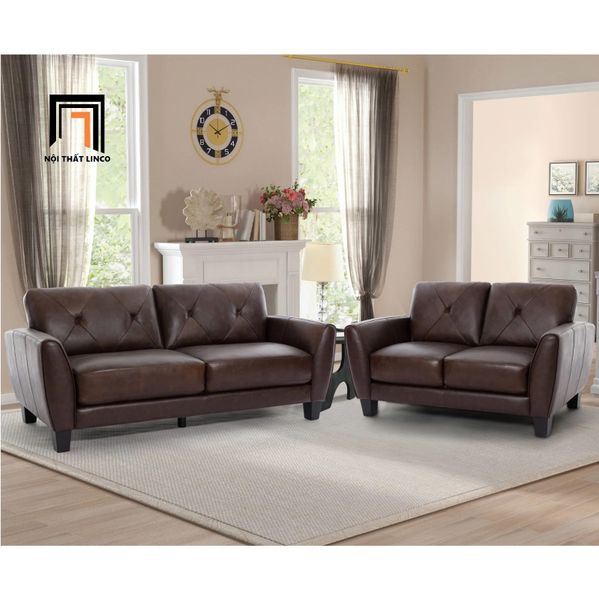 bộ ghế sofa bọc da Pu màu nâu, set ghế sofa phòng khách cao cấp