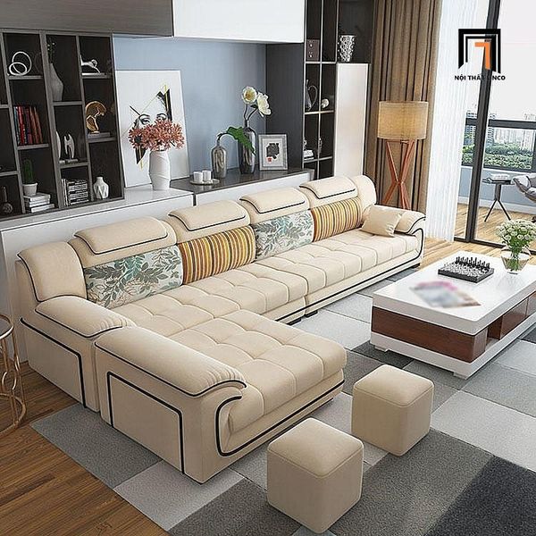 bộ ghế sofa góc chữ l cao cấp, sofa góc gia đình vải nỉ sang trọng, sofa góc l 3m6 x 1m75