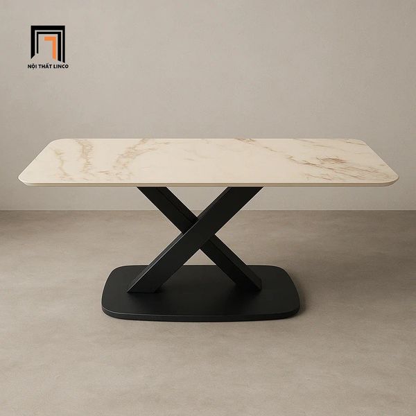 bàn sofa mặt đá khung chân chữ X xinh xắn, bàn sofa chữ nhật mặt đá giá rẻ