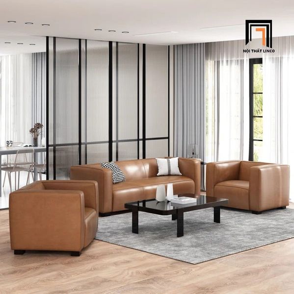 bộ ghế sofa da giả sang trọng, set ghế sofa văn phòng ngồi tiếp khách giá rẻ