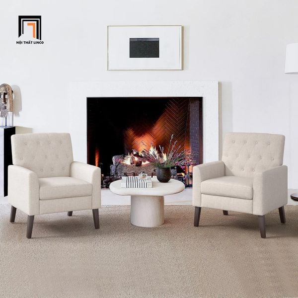ghế sofa đơn màu xanh lá vải nỉ xinh xắn, sofa đơn giật nút đẹp phòng khách gia đình