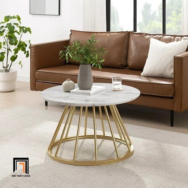 bàn sofa mặt đá tròn xinh xắn 60cm, bàn sofa cho sảnh chờ shop tiệm
