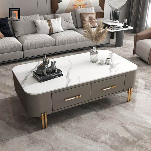 bàn sofa hình hộp chữ nhật mặt đá, bàn trà cao cấp sang trọng 1m x 55