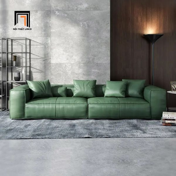 bộ ghế sofa góc L phòng khách sang trọng, sofa góc 2m4 x 1m6 bọc da công nghiệp