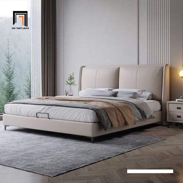 giường, giường ngủ bọc da, giường ngủ da công nghiệp, giường ngủ 1m6 x 2m, giường sang trọng