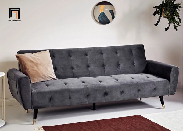 ghế sofa giường bật nằm giá rẻ, sofa băng giường thông minh dài 2m, sofa giường nằm xám đậm