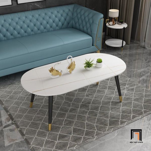 bàn sofa phòng khách hình oval, bàn sofa 1m x 50 mặt đá giá rẻ