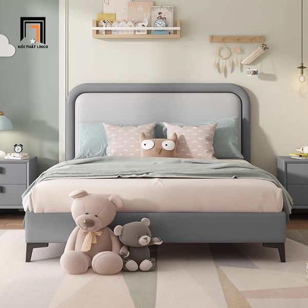 giường ngủ, giường, giường ngủ phối màu da trẻ trung, giường ngủ bọc da pvc 1m6 x 2m, giường trẻ trung