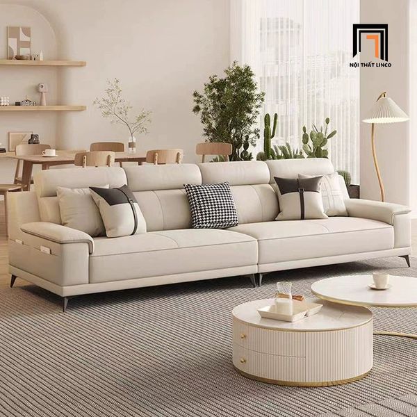 sofa, ghế sofa, sofa băng da công nghiệp, ghế sofa băng hiện đại 2m4, sofa băng da chống mực xám trắng