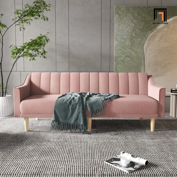 ghế sofa giường gấp gọn, sofa bed giá rẻ dài 1m9, sofa giường màu hồng phấn cho shop tiệm