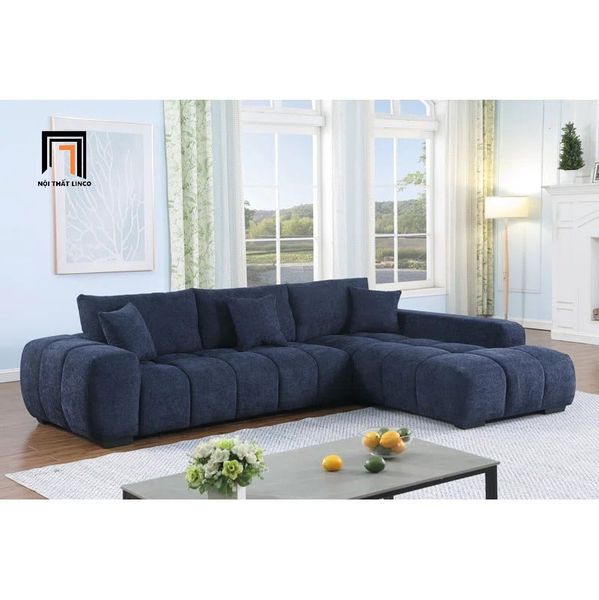 sofa góc L xám đậm vải nỉ, bộ ghế sofa góc gia đình thư giãn 2m4 x 1m6 đẹp