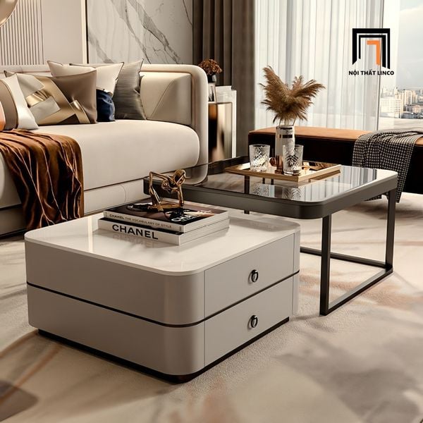 cặp bàn sofa hiện đại, cặp 2 bàn sofa vuông cho văn phòng làm việc