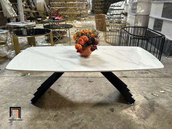 bàn trà mặt đá khung chân sắt V sang trọng, bàn sofa 1m x 50 giá rẻ