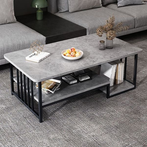 bàn sofa mặt đá xám cho nhà nhỏ, bàn sofa chữ nhật khung chân sắt 1m x 50
