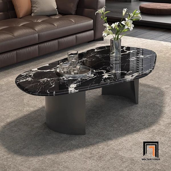bàn sofa mặt đá đen bóng sang trọng, bàn sofa 1m1 x 60 cho gia đình