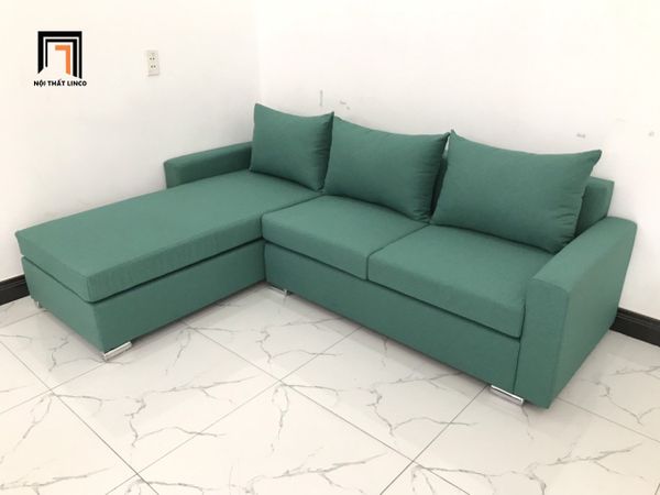 bộ ghế sofa góc l màu xanh ngọc, ghế sofa góc chữ l 2m2 x 1m6 giá rẻ