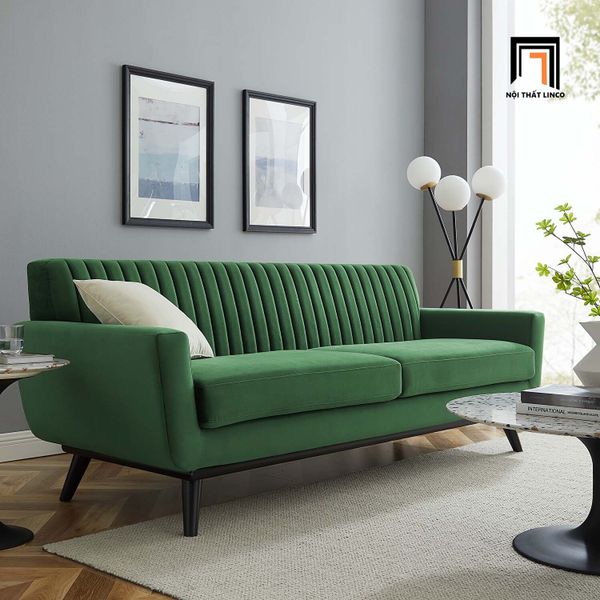 sofa băng dài, sofa văng vải nhung, ghế sofa băng dài 2m màu xanh lá, sofa băng sang trọng