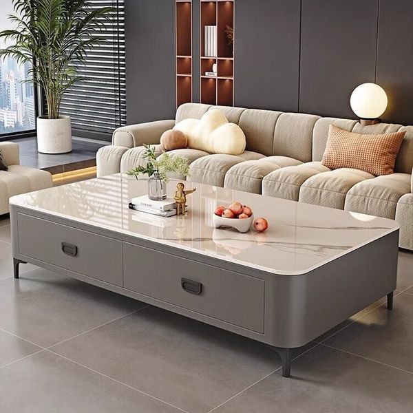 bàn sofa mặt đá đẹp, bàn sofa phòng khách 1m1 x 55 2 hộc kéo sang trọng
