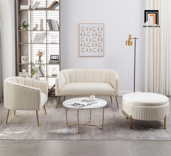bộ ghế sofa phòng khách đặt sảnh chờ shop tiệm, set ghế sofa vải nhung mềm
