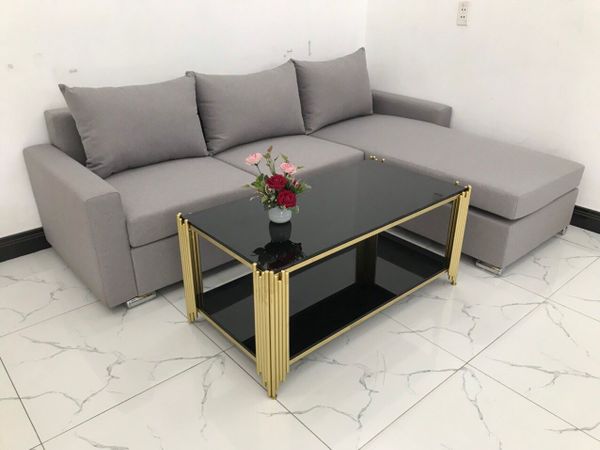 bộ ghế sofa góc L giá rẻ, sofa góc L 2m2 x 1m6 màu xám ghi trắng