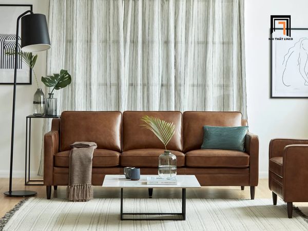 bộ ghế sofa phòng khách da giả màu nâu, set ghế sofa văn phòng da công nghiệp sang trọng