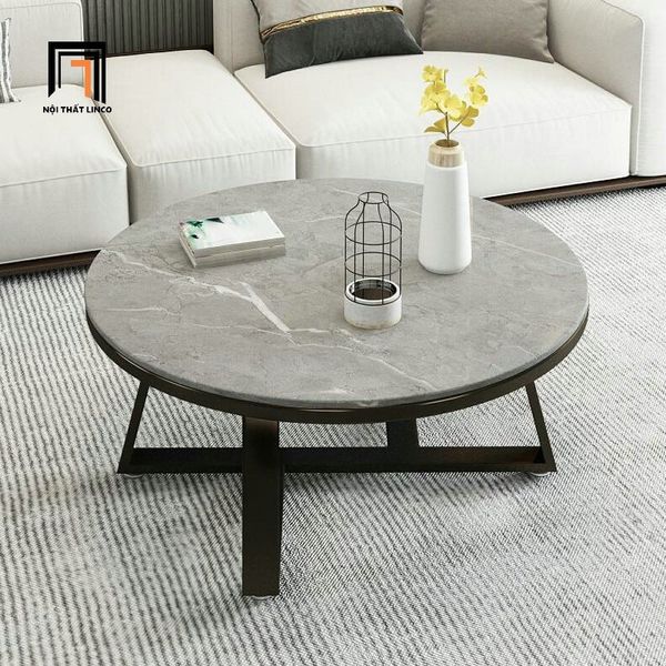 bàn trà mặt đá tròn 70cm, bàn sofa phòng khách xinh xắn cho sảnh chờ shop tiệm