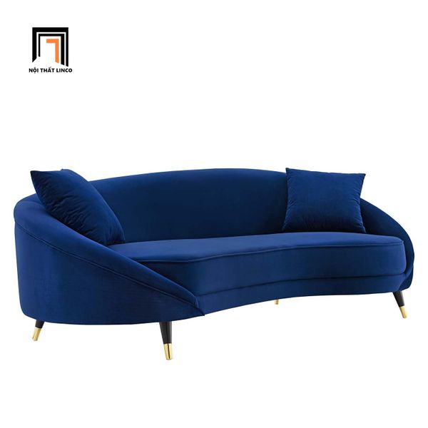 ghế sofa văng vải nhung nỉ, sofa băng cong dài 2m, ghế sofa trang trí cho tiệm shop đẹp
