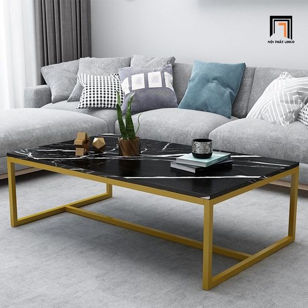 bàn sofa mặt đá chữ nhật giá rẻ, bàn sofa khung chân sắt đen 1m x 50