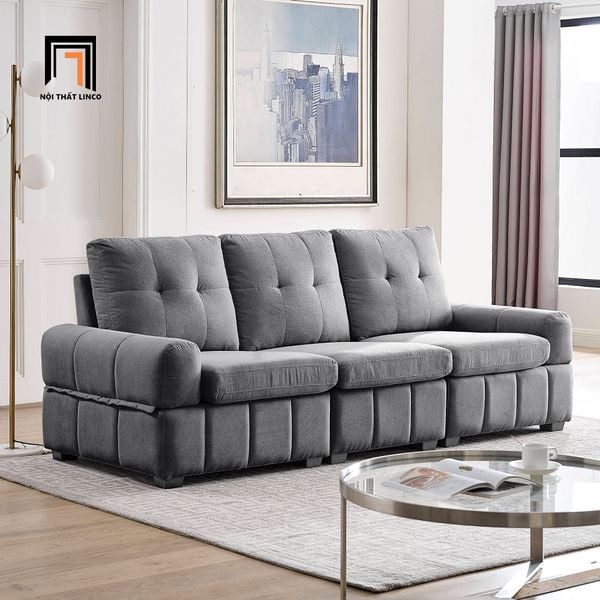 sofa băng, sofa văng, ghế sofa băng dài 2m2, sofa băng vải nỉ trắng kem, ghế sofa văng gia đình