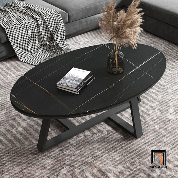 bàn sofa xinh xắn mặt đá 80cm cho sảnh chờ, bàn trà mặt đá oval đẹp