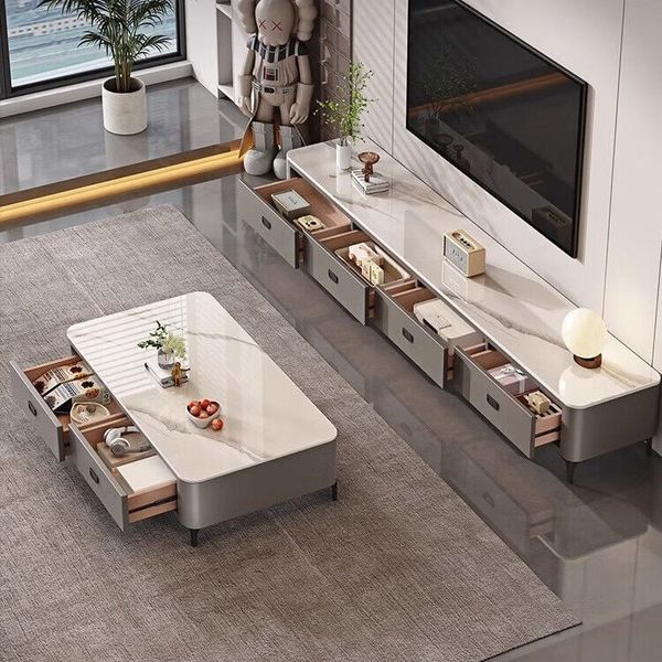bàn sofa mặt đá đẹp, bàn sofa phòng khách 1m1 x 55 2 hộc kéo sang trọng