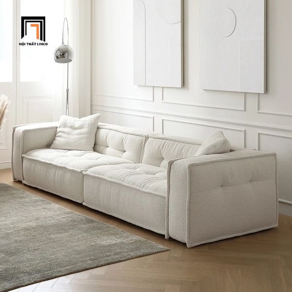 ghế sofa băng dài 2m4 vải lông cừu, sofa băng trang trí cho các cửa hàng, tiệm shop, ghế sofa văng xinh xắn