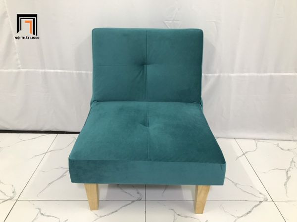 ghế sofa đơn màu xanh lá vải nhung, sofa đơn nhỏ gọn mini cho 1 người ngồi