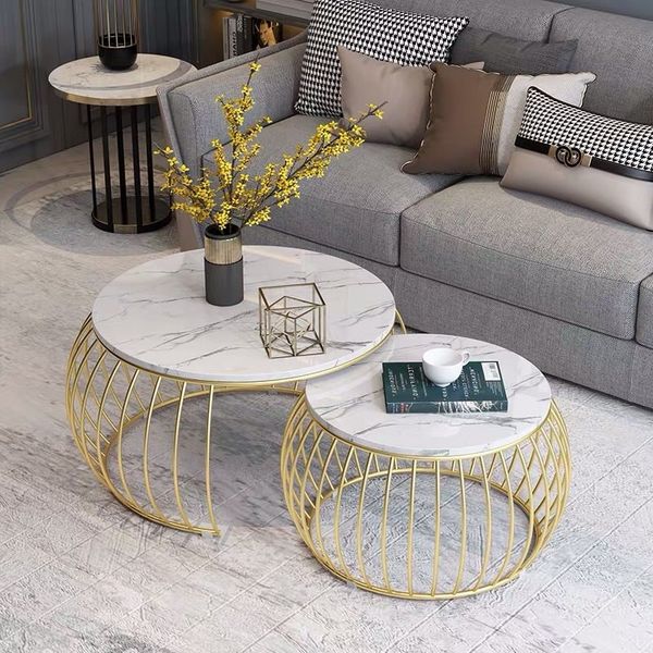 cặp bàn tròn mặt đá lông chim, cặp bàn sofa phòng khách cao cấp