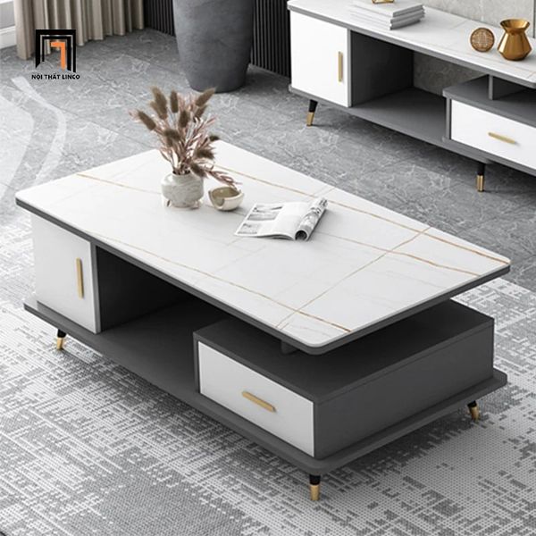 bàn sofa phòng khách hiện đại, bàn trà 1m x 50 mặt đá xám ghi