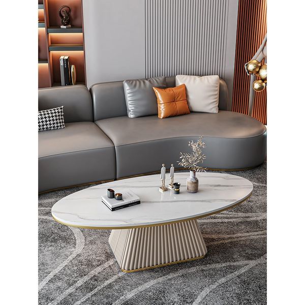 bàn sofa mặt đá oval khung chân đẹp cho sảnh chờ, bàn trà sang trọng