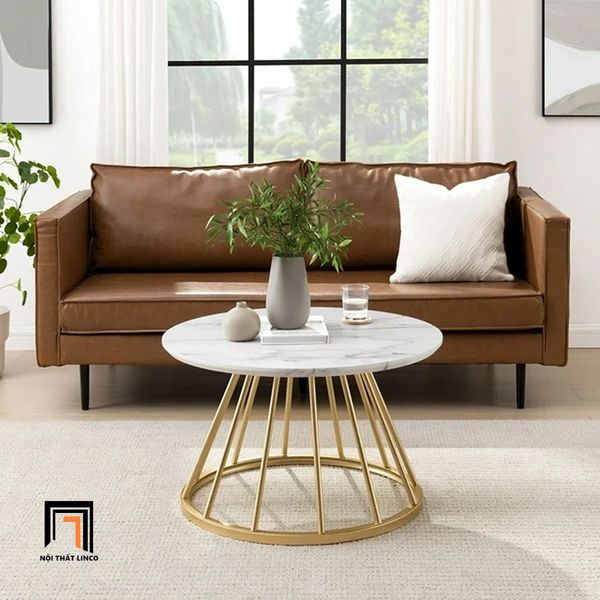 bàn sofa mặt đá tròn xinh xắn 60cm, bàn sofa cho sảnh chờ shop tiệm