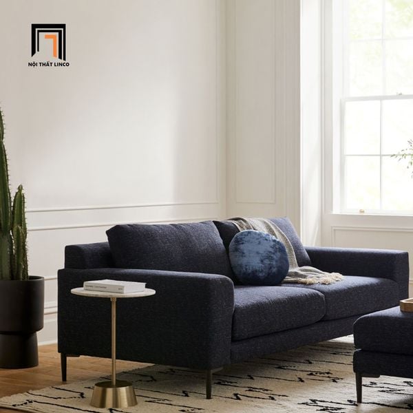 ghế sofa băng dài 2m màu xanh đậm vải nỉ bố, ghế sofa văng sang trọng, sofa băng phòng khách gia đình