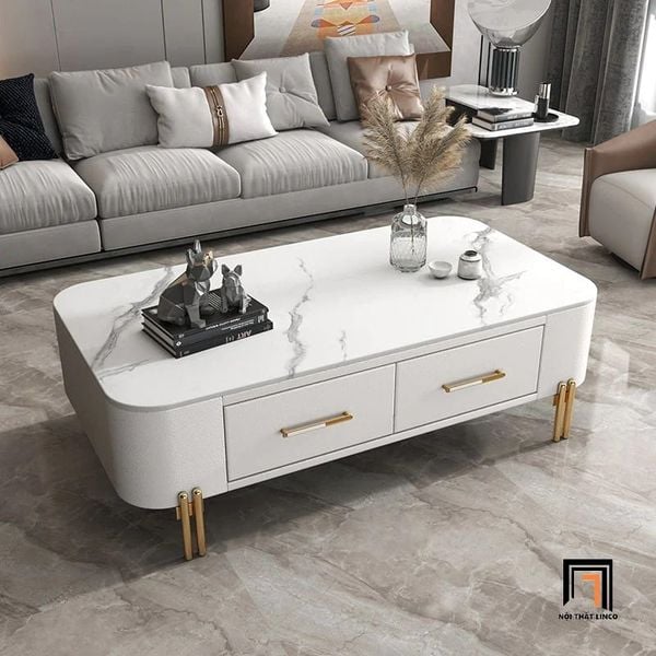 bàn sofa hình hộp chữ nhật mặt đá, bàn trà cao cấp sang trọng 1m x 55